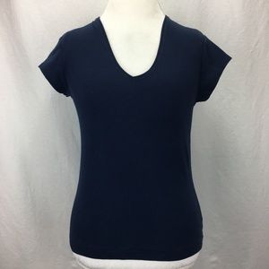 CHICO's navy v-neck short sleeve knit tee top